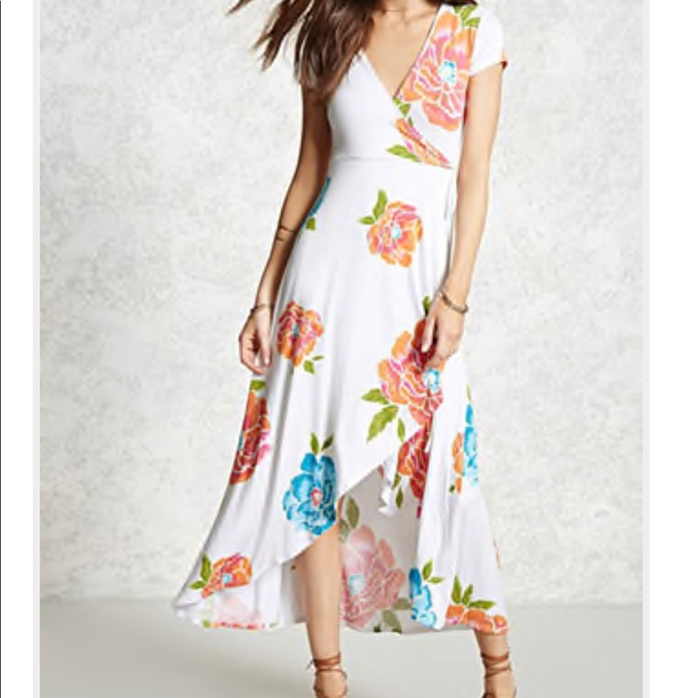 Long Floral Wrap Dress